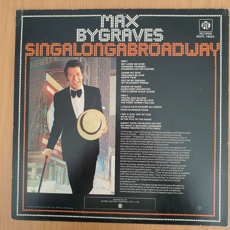 Max Bygraves  Singalongabroadway - Vinyl LP Record - Very-Good+ Quality (VG+) (verygoodplus)