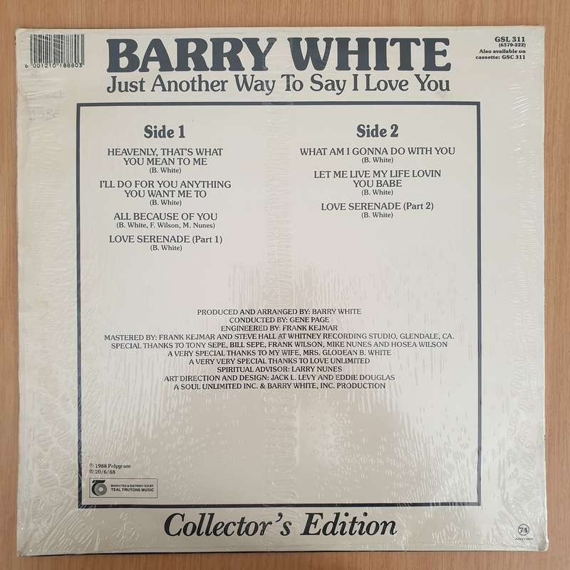 Barry White  Just Another Way To Say I Love You - Collectors Edition  - Vinyl LP Record - V...