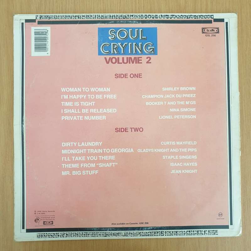 Soul Crying Vol 2  - Vinyl LP Record  - Fair/Good Quality (G)