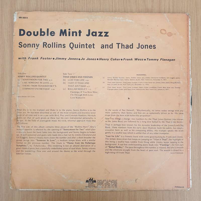 Sonny Rollins, Thad Jones  Double Mint Jazz   Vinyl LP Record - Very-Good- Quality (VG-) (m...