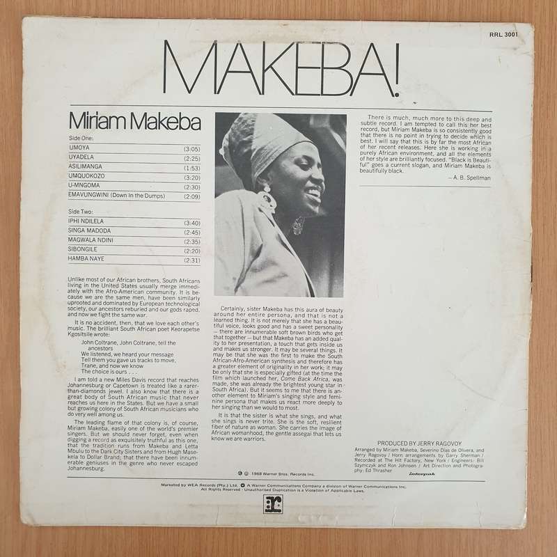 Miriam Makeba  Makeba! - Vinyl LP Record - Very-Good Quality (VG)  (verry)
