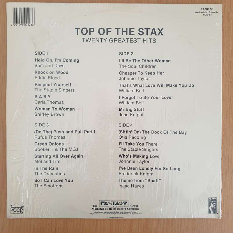 Stax - Top of the Stax - Twenty Greatest Hits - Double Vinyl LP Record - Very-Good+ Quality (VG+)...