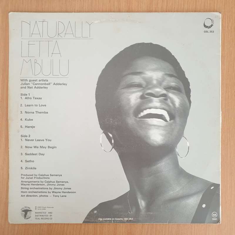 Letta Mbulu  Naturally   Vinyl LP Record - Very-Good- Quality (VG-) (minus)