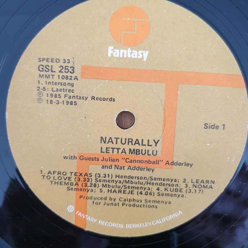 Letta Mbulu  Naturally   Vinyl LP Record - Very-Good- Quality (VG-) (minus)