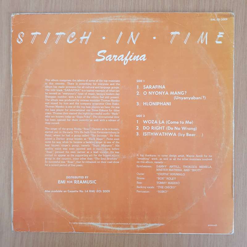 Sarafina  Stitch In Time - Vinyl LP Record - Very-Good+ Quality (VG+) (verygoodplus)