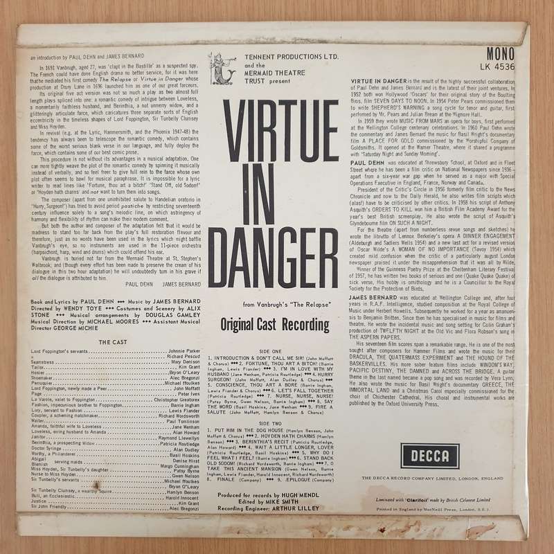 Virtue In Danger - Original Cast Recording - Vinyl LP Record - Very-Good+ Quality (VG+) (verygood...