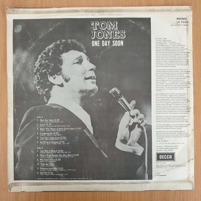 Tom Jones  One Day Soon - Vinyl LP Record - Good+ Quality (G+) (gplus)