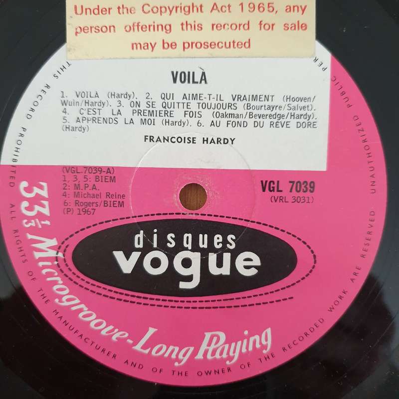 Françoise Hardy  Voilà - Vinyl LP Record - Good+ Quality (G+) (gplus)