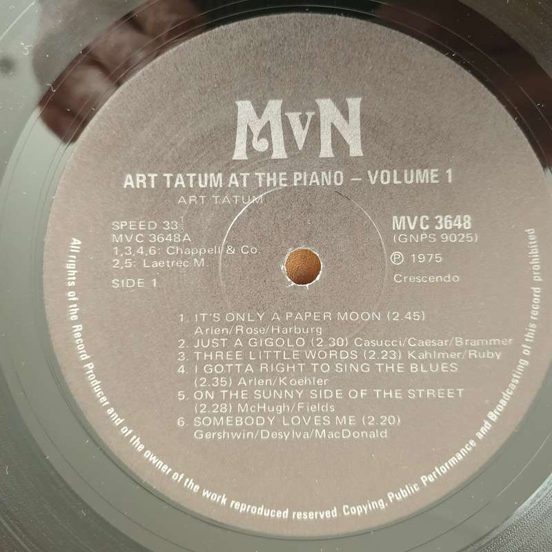 Art Tatum  Art Tatum At The Crescendo Vol. One  Vinyl LP Record - Very-Good+ Quality (VG+) ...