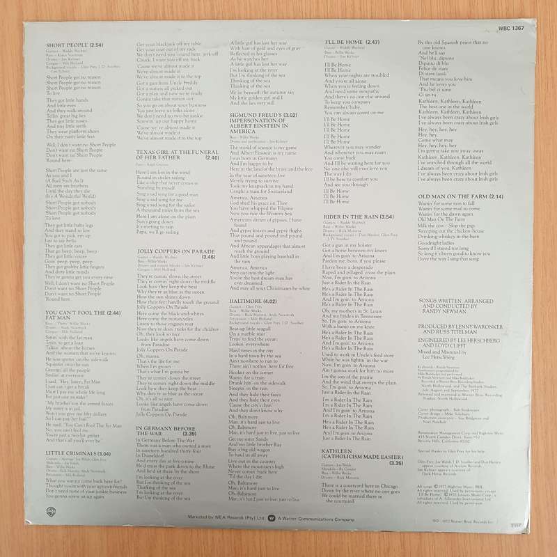 Randy Newman  Little Criminals - Vinyl LP Record - Very-Good+ Quality (VG+) (verygoodplus)