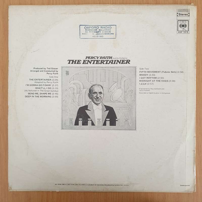 Percy Faith & His Orchestra  The Entertainer  Vinyl LP Record - Very-Good+ Quality (VG+) (v...