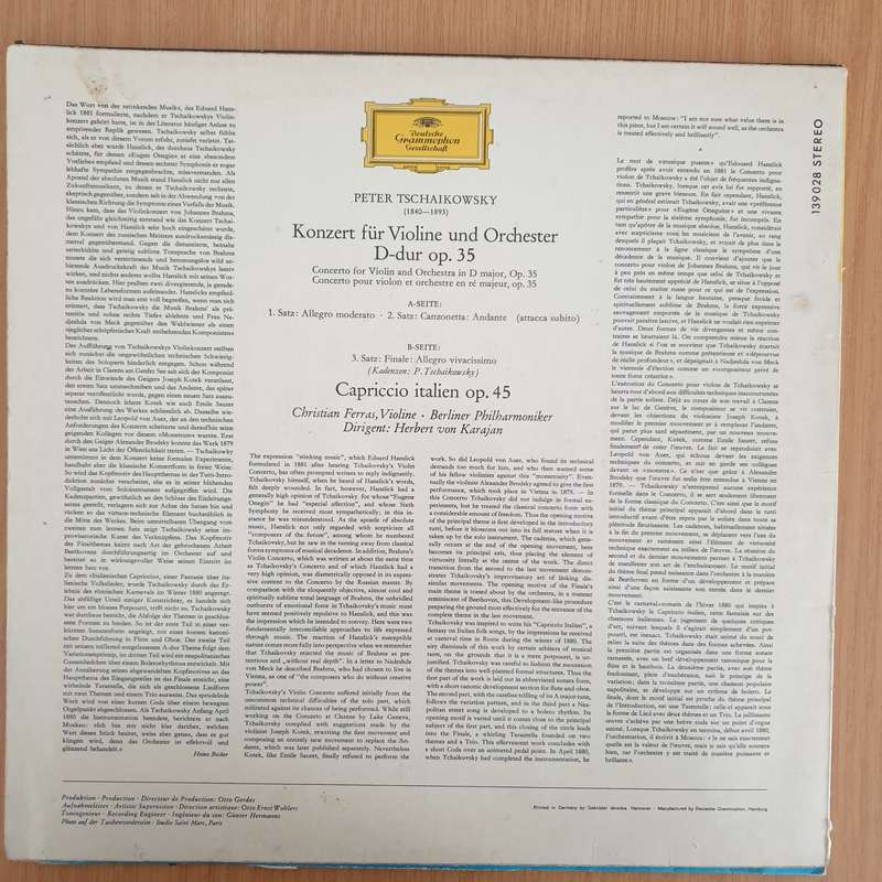 Tschaikowsky  Christian Ferras · Herbert von Karajan - Berliner Philharmoniker  Violinkonz...
