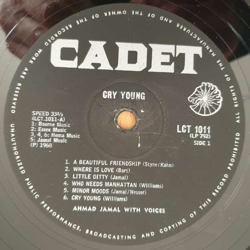 Ahmad Jamal  Cry Young  Vinyl LP Record - Very-Good+ Quality (VG+) (verygoodplus)