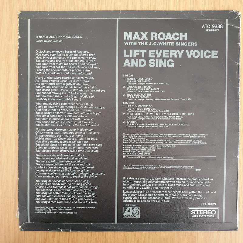 Max Roach With The J.C. White Singers  Lift Every Voice And Sing  Vinyl LP Record - Very-Go...