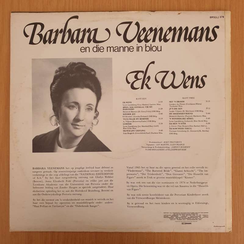 Barbara Veenemans  en die manne in blou - Ek Wens  - Vinyl LP Record - Very-Good+ Quality (VG+)