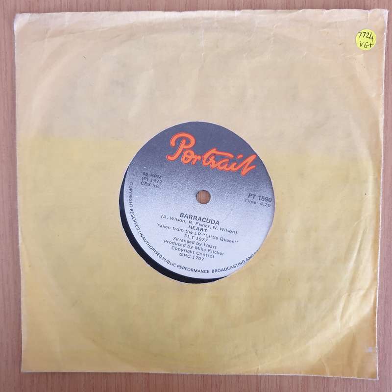 Heart  Barracudag - 7" Record - Very-Good+ Quality (VG+) (verygoodplus) (DLB)