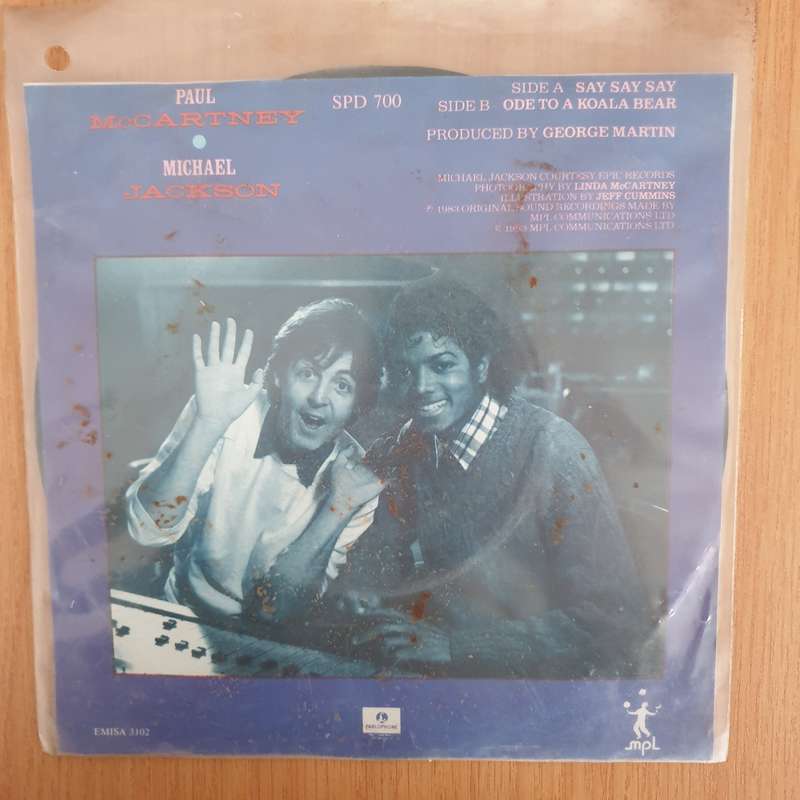 Paul McCartney & Michael Jackson  Say Say Say - 7" Vinyl Record - Very-Good+ Quality (VG+) (ve...