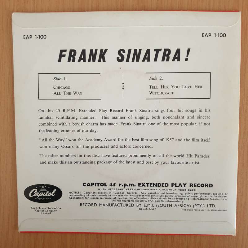 Frank Sinatra  Sinatra! - 7" Record - Very-Good+ Quality (VG+) (verygoodplus) (DLB)