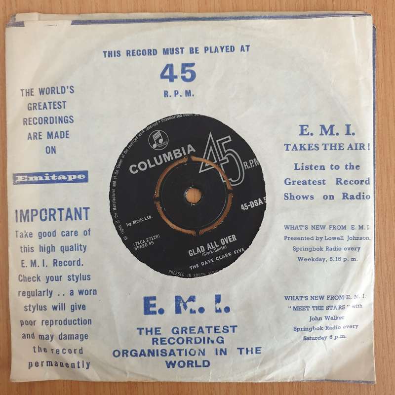 The Dave Clark Five  Glad All Over - 7" Record - Very-Good Quality (VG) (verygood) (DLB)