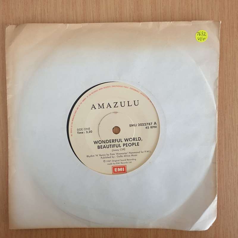 Amazulu  Wonderful World, Beautiful People - 7" Record - Very-Good+ Quality (VG+) (verygoodplu...