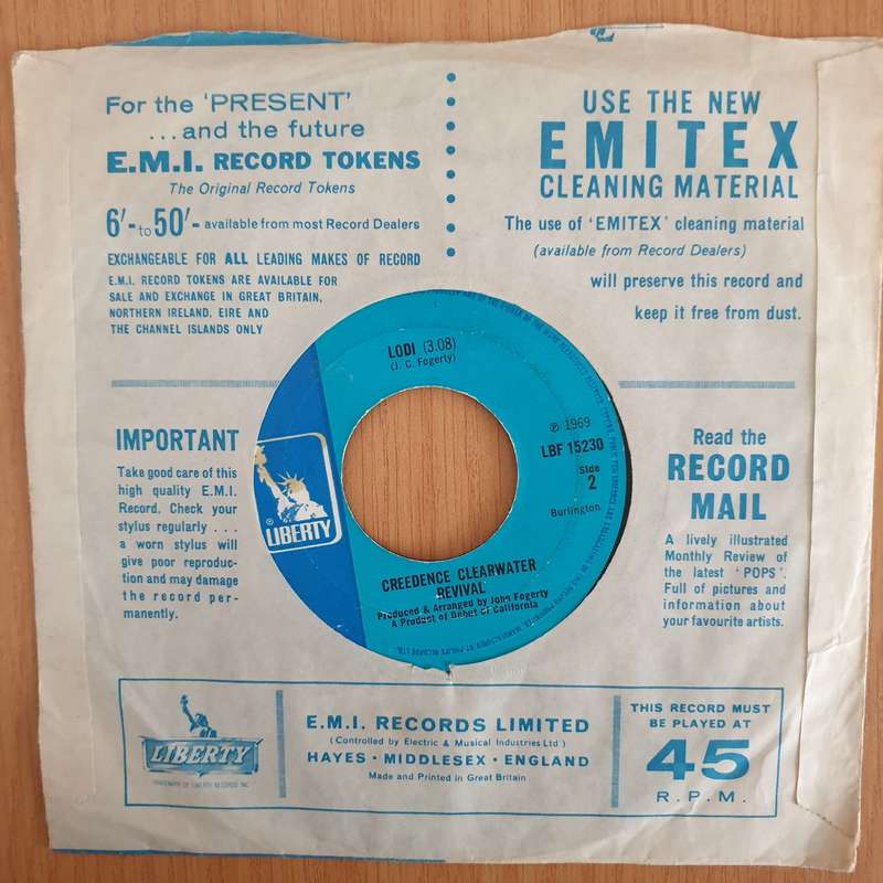 Creedence Clearwater Revival  Bad Moon Rising - 7" Record - Very-Good+ Quality (VG+) (verygood...