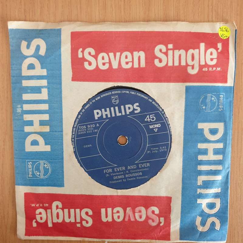 Démis Roussos  Forever And Ever- 7" Vinyl Record  (VG+) (DLB)