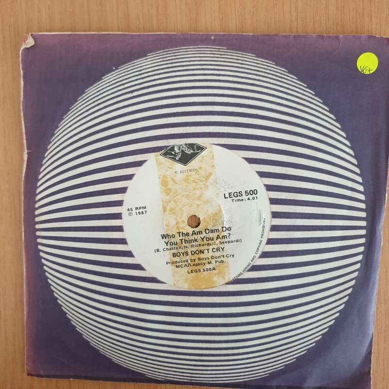 Boys Don't Cry  Who The Am Dam Do You Think You Am - 7" Record - Very-Good+ Quality (VG+) (ver...
