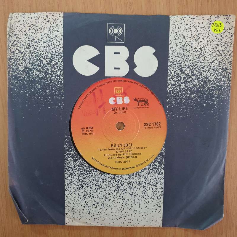 Billy Joel  My Life - 7" Record - Very-Good+ Quality (VG+) (verygoodplus7)(DLB)