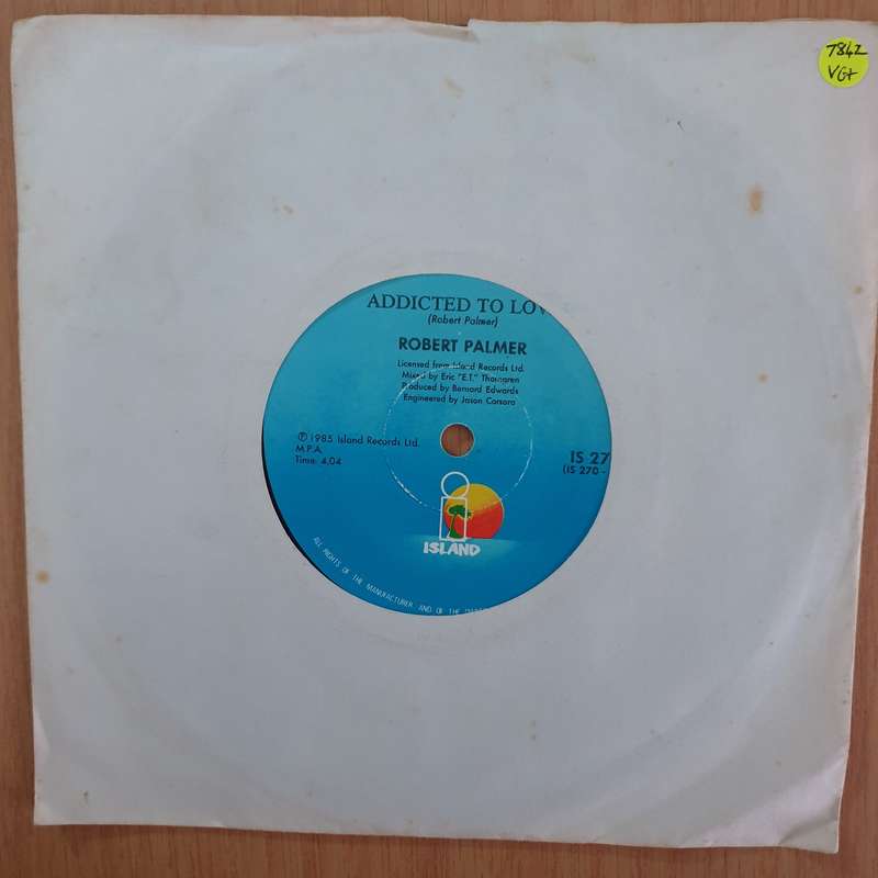 Robert Palmer  Addicted To Love - 7" Record - Very-Good+ Quality (VG+) (verygoodplus7)(DLB)