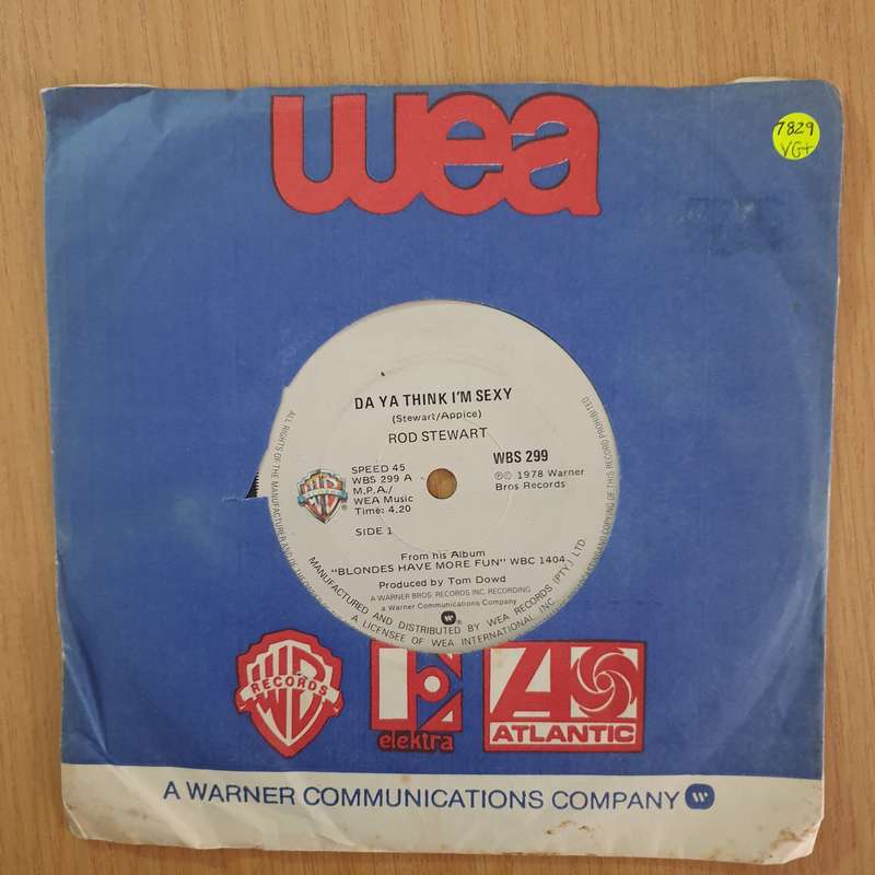 Rod Stewart  Da 'Ya' Think I'm Sexy? - 7" Record - Very-Good+ Quality (VG+) (verygoodplus7)(DLB)