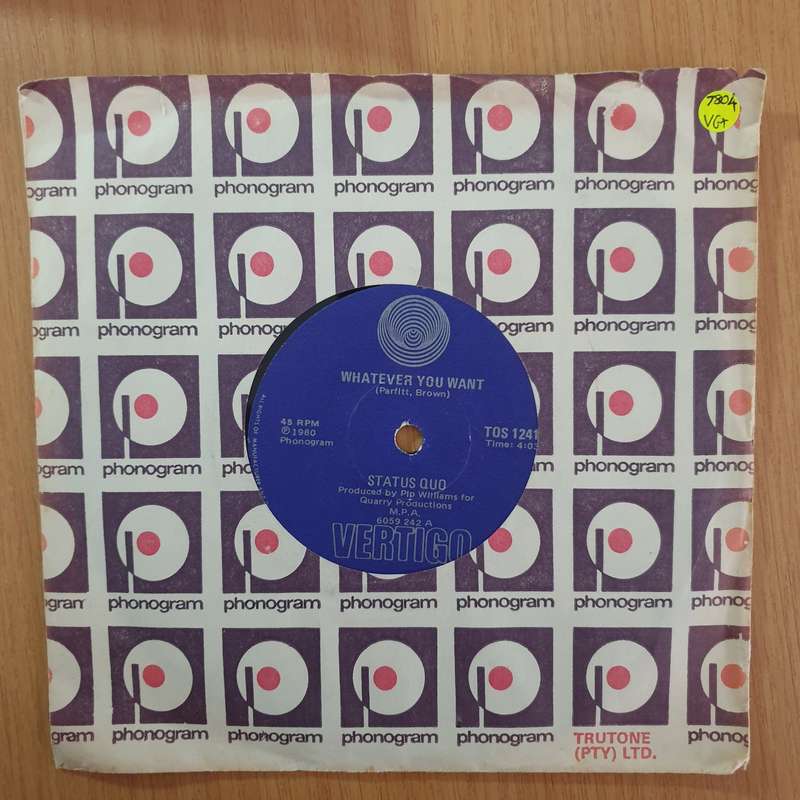 Status Quo  Whatever You Want - 7" Record - Very-Good+ Quality (VG+) (verygoodplus7) (DLB)
