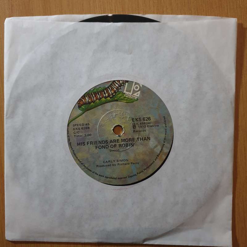 Carly Simon  You're So Vain / His Friends Are More Than Fond Of Robin - 7" Record - Very-Good+...