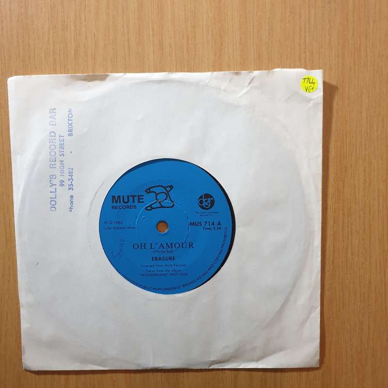Erasure  Oh L'Amour - 7" Record - Very-Good+ Quality (VG+) (verygoodplus7) (DLB)