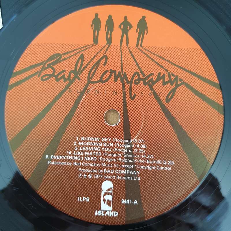 Bad Company  Burnin' Sky  Vinyl LP Record - Very-Good Quality (VG)  (verry)