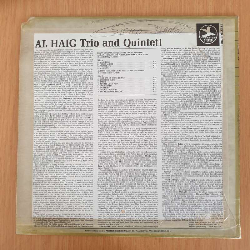 Al Haig  Trio And Quintet! - Vinyl LP Record - Very-Good+ Quality (VG+) (verygoodplus)