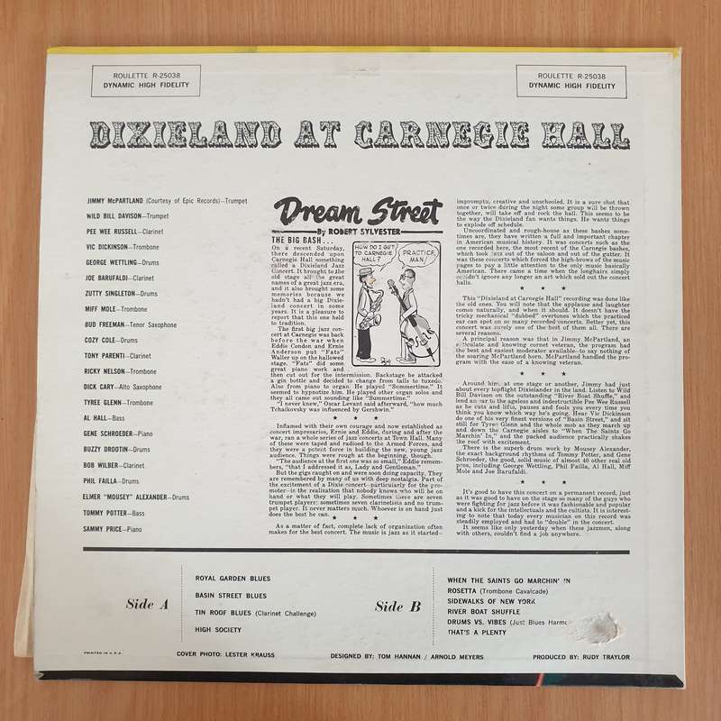 Dixieland At Carnegie Hall (25 Top Stars) - Vinyl LP Record - Very-Good+ Quality (VG+) (verygoodp...