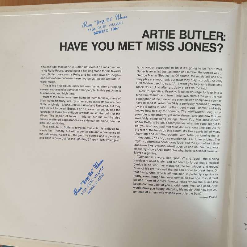 Artie Butler  Have You Met Miss Jones? - Vinyl LP Record - Very-Good+ Quality (VG+) (verygoodp...