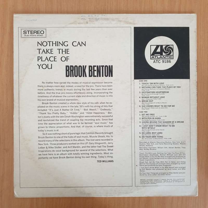 Brook Benton  Nothing Can Take The Place Of You  - Vinyl LP Record - Very-Good+ Quality (VG+) ...