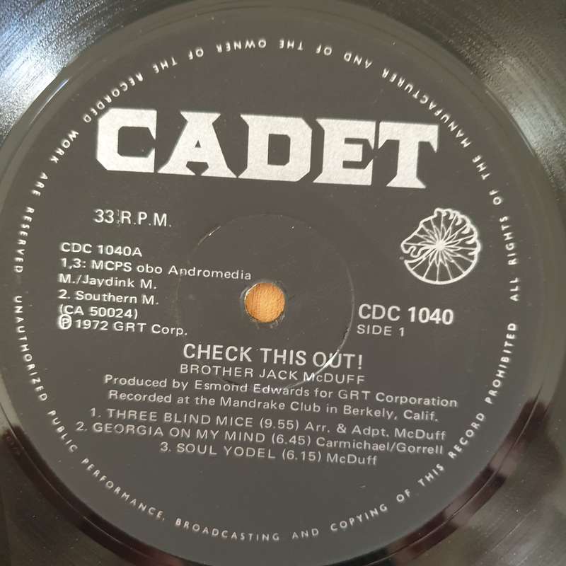 Jack McDuff  Check This Out  - Vinyl LP Record - Very-Good+ Quality (VG+) (verygoodplus)