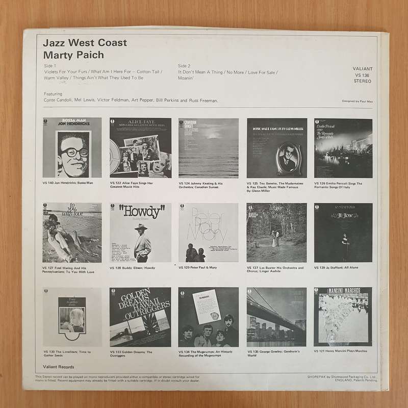 Marty Paich  Jazz West Coast  - Vinyl LP Record - Very-Good+ Quality (VG+) (verygoodplus)