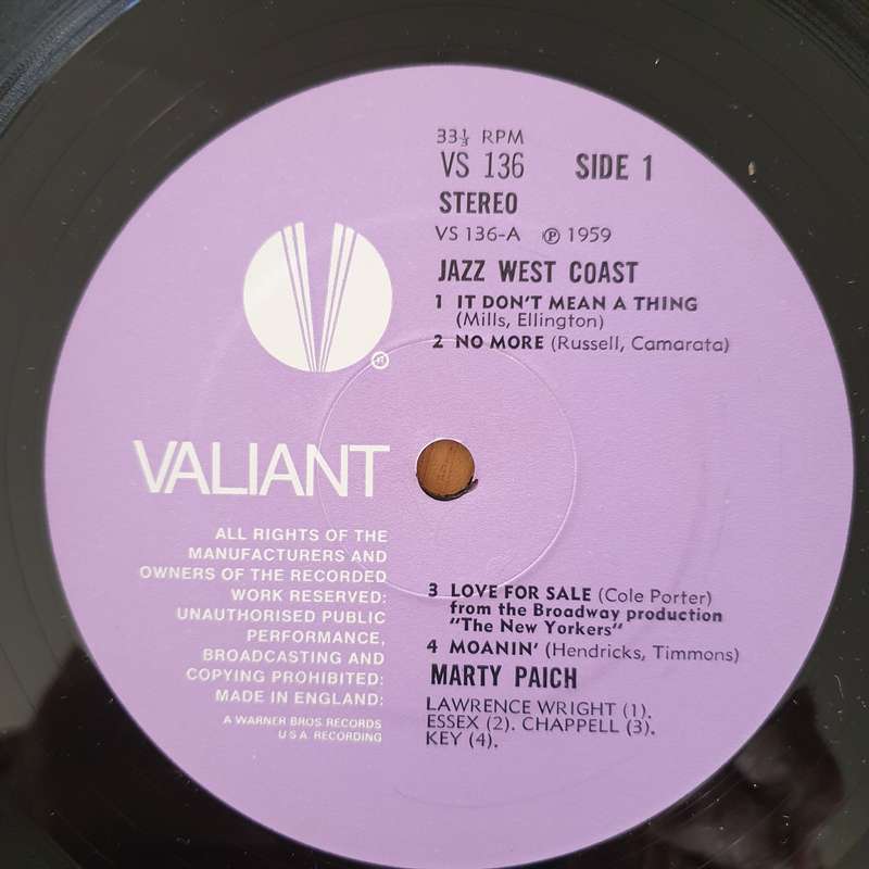 Marty Paich  Jazz West Coast  - Vinyl LP Record - Very-Good+ Quality (VG+) (verygoodplus)