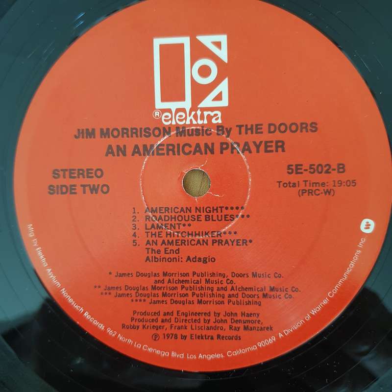 Jim Morrison Music By The Doors  An American Prayer - Vinyl LP Record - Very-Good+ Quality (VG...
