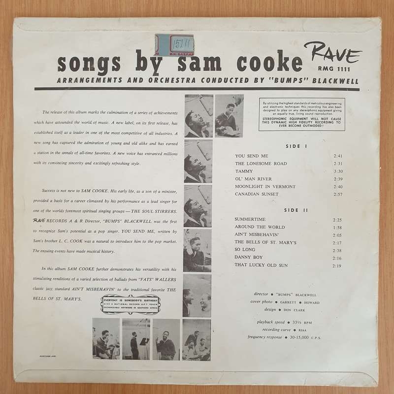 Sam Cooke - Bumps Blackwell Orchestra  Songs By Sam Cooke - Vinyl LP Record - Good+ Quality (G...