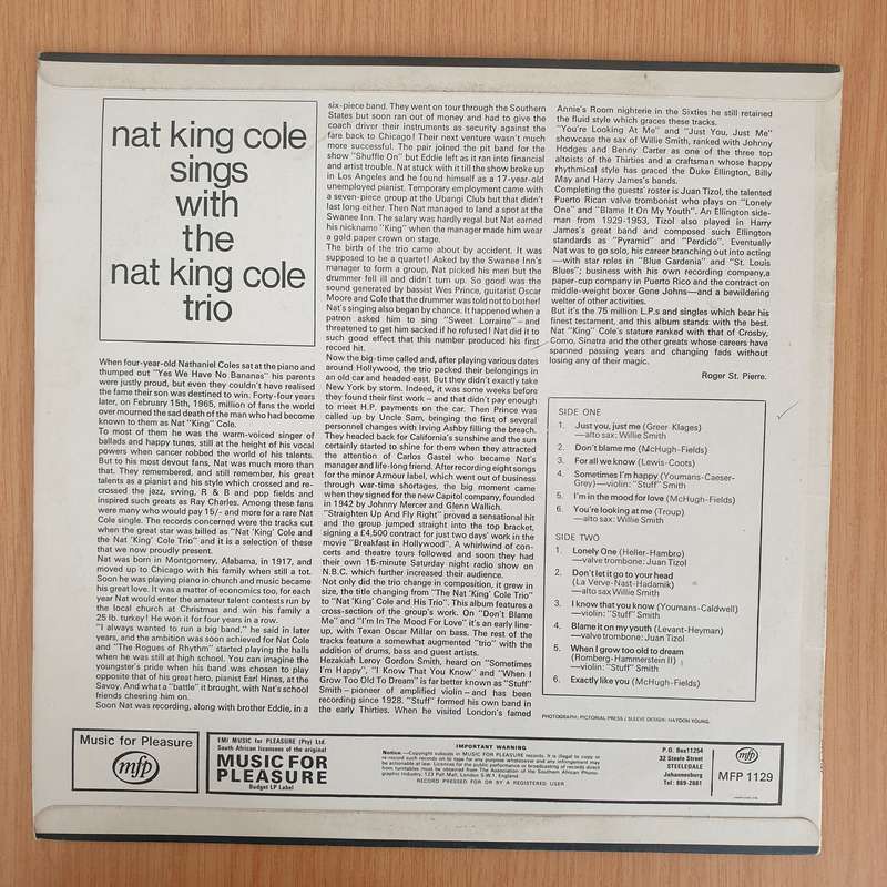 The Nat King Cole Trio  Nat King Cole Sings With The Nat King Cole Trio  Vinyl LP Record - ...
