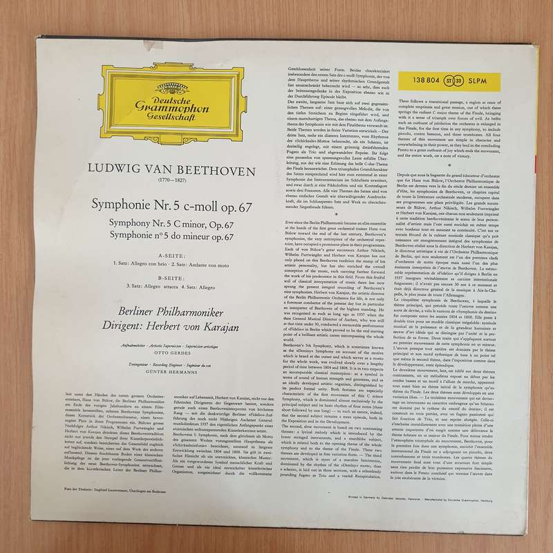 Beethoven - Berliner Philharmoniker  Herbert von Karajan  Symphonie Nr.5 - Vinyl LP Reco...