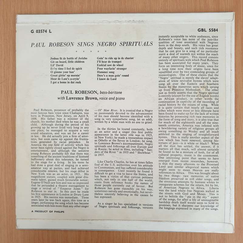 Paul Robeson  Paul Robeson Sings Negro Spirituals   Vinyl LP Record - Very-Good Quality (VG...