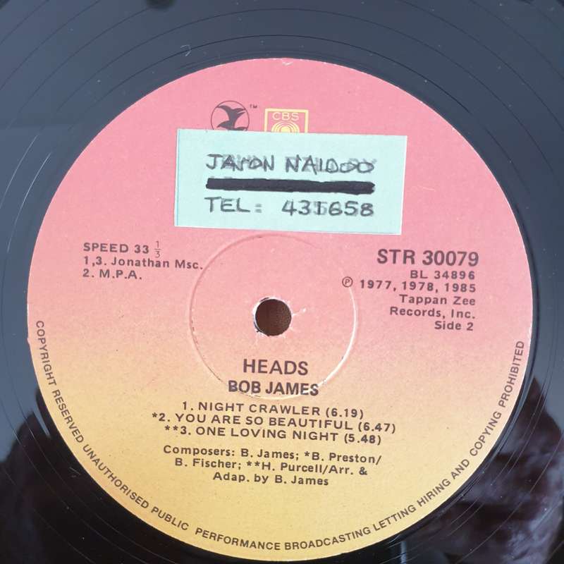 Bob James  Heads - Vinyl LP Record - Very-Good+ Quality (VG+) (verygoodplus)