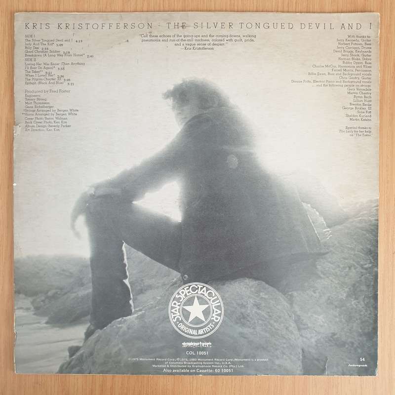 Kris Kristofferson - The Silver Tongued Devil and I   - Vinyl LP Record - Very-Good- Quality (VG-...