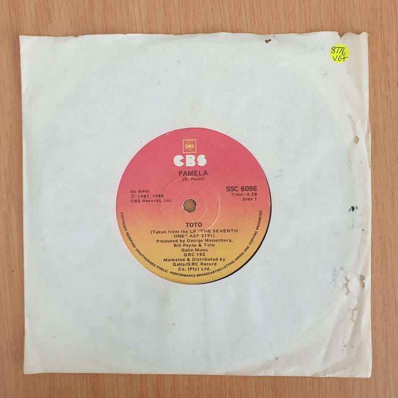 Toto  Pamela - 7" Record - Very-Good+ Quality (VG+) (verygoodplus7) (DLB)