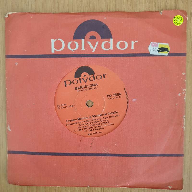 Freddie Mercury & Montserrat Caballé  Barcelona - 7" Record - Very-Good+ Quality (VG+) (veryg...